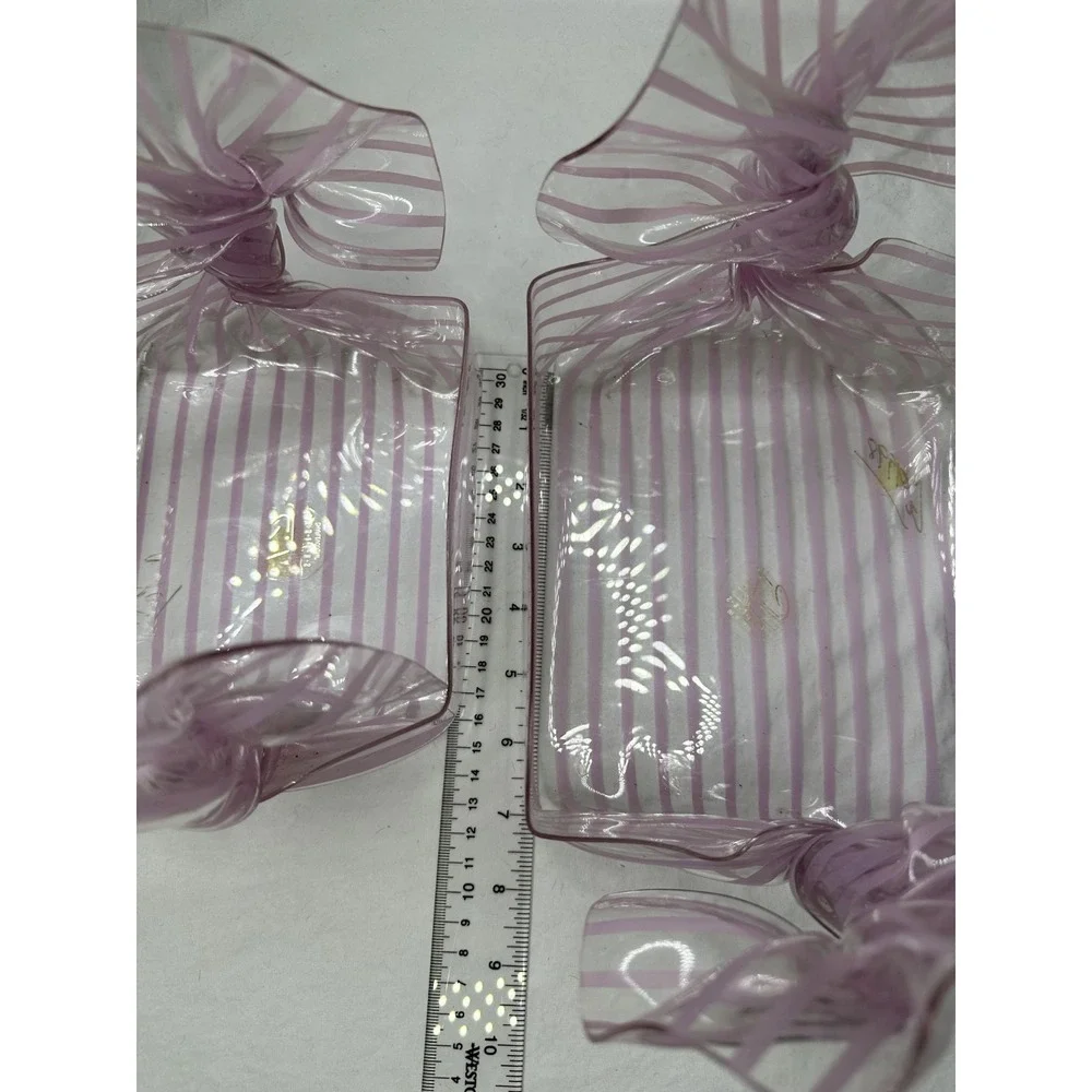 CT Designs Retro Charlevoix MI Lucite Acrylic Freeform Pink‎ Stripes Basket Set